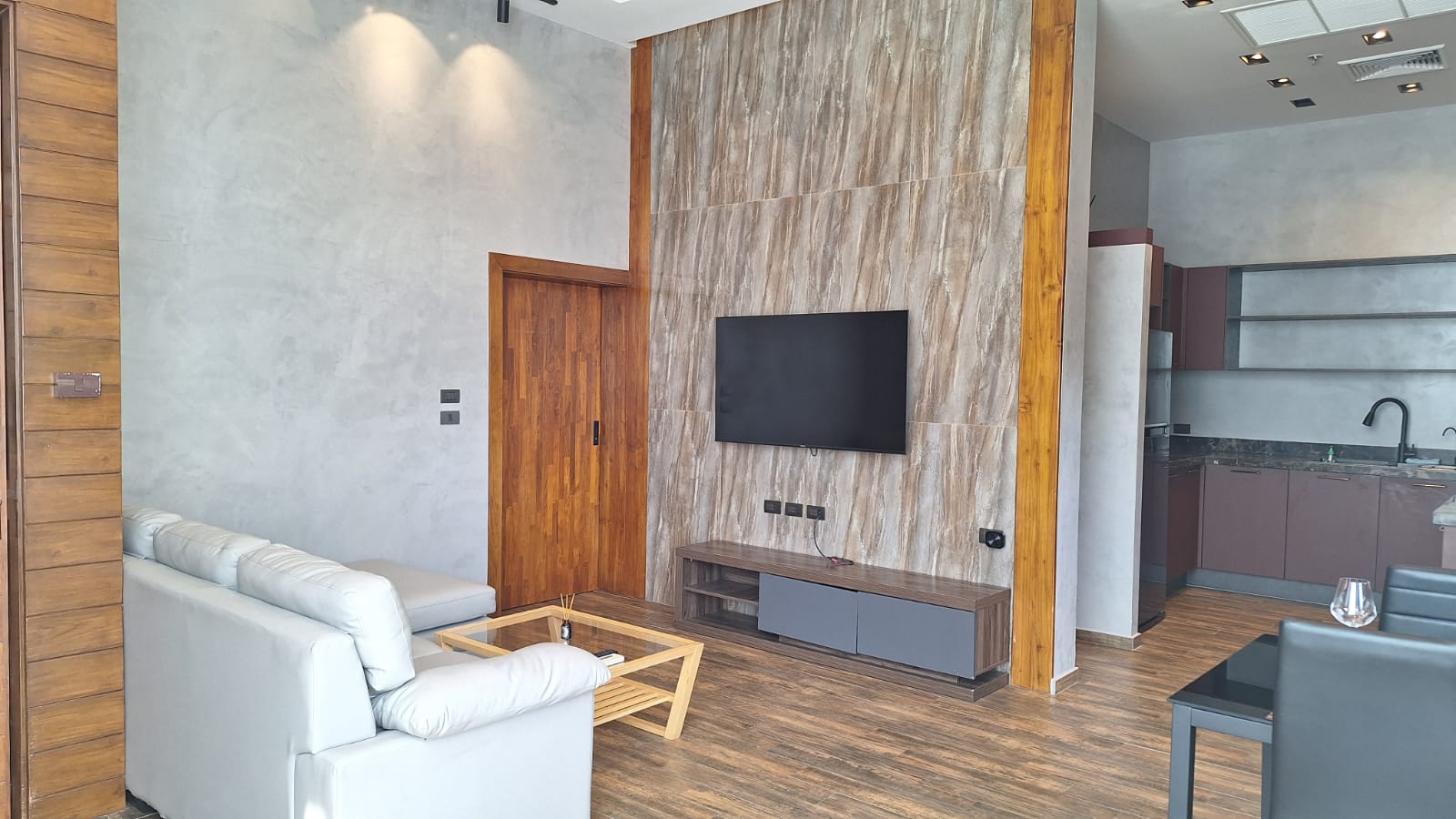 Living room & German kitchen — open plan